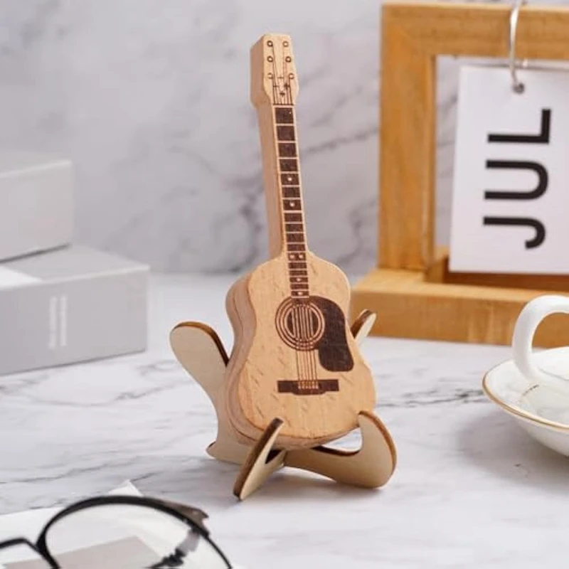 Wooden Guitar Pick Case With Stand, 3 Unique Guitar Pick Cases, Guitar Shape Guitar Pick Case Easy Install Easy To Use