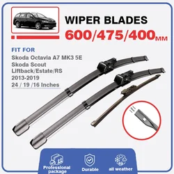 Car Front Rear Wiper Blades for Skoda Octavia 3 A7 5E MK3 2013-2019 RS Accessories Windscreen Window Windshield Glasses Stickers