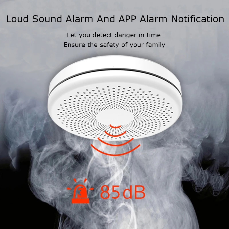 Tuya Smart Home WiFi 2 in 1 Carbon Monoxide Alarm Smoke Detector Smart Life APP Alert Fire Sound Alarm Security Protection