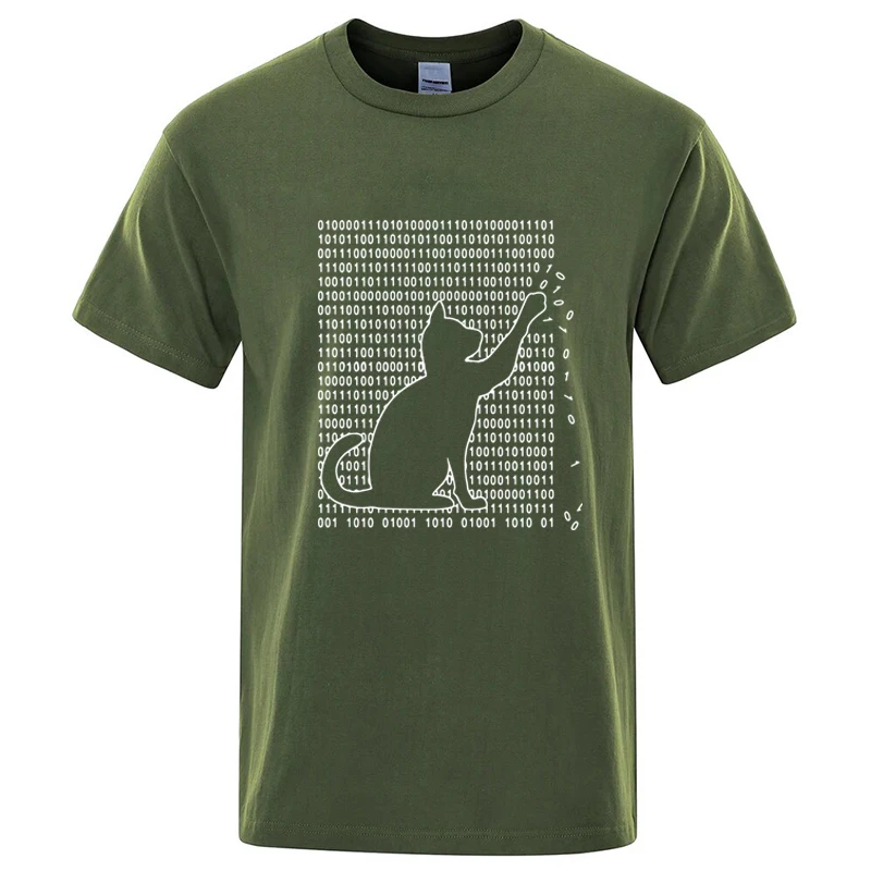 Men's High Quality T-shirt Cotton Blend Funny Cool Cat Design Print Summer Loose Short Sleeve for Men T-Shirt Male Tops Tees image 3