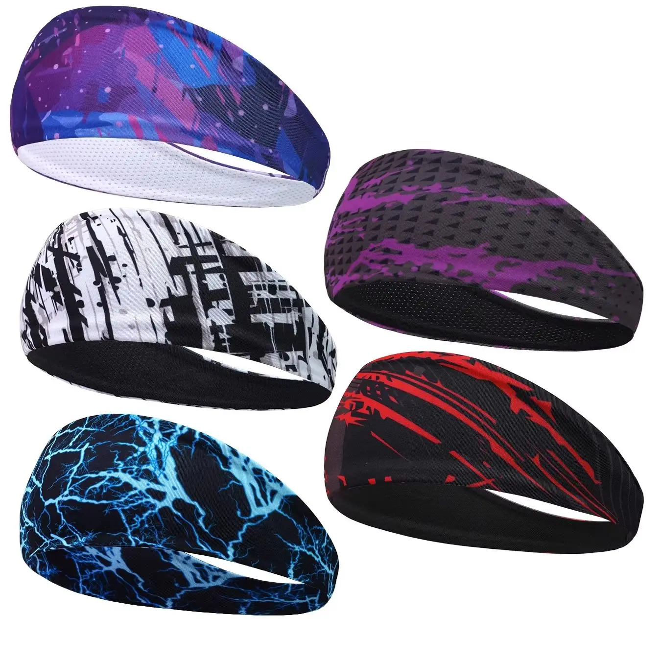 AliExpress NONE 3Pcs Graffiti Camo Sports Headbands, Quick Dry Breathable Comfort Sweatbands for Fitness Yoga Cycling