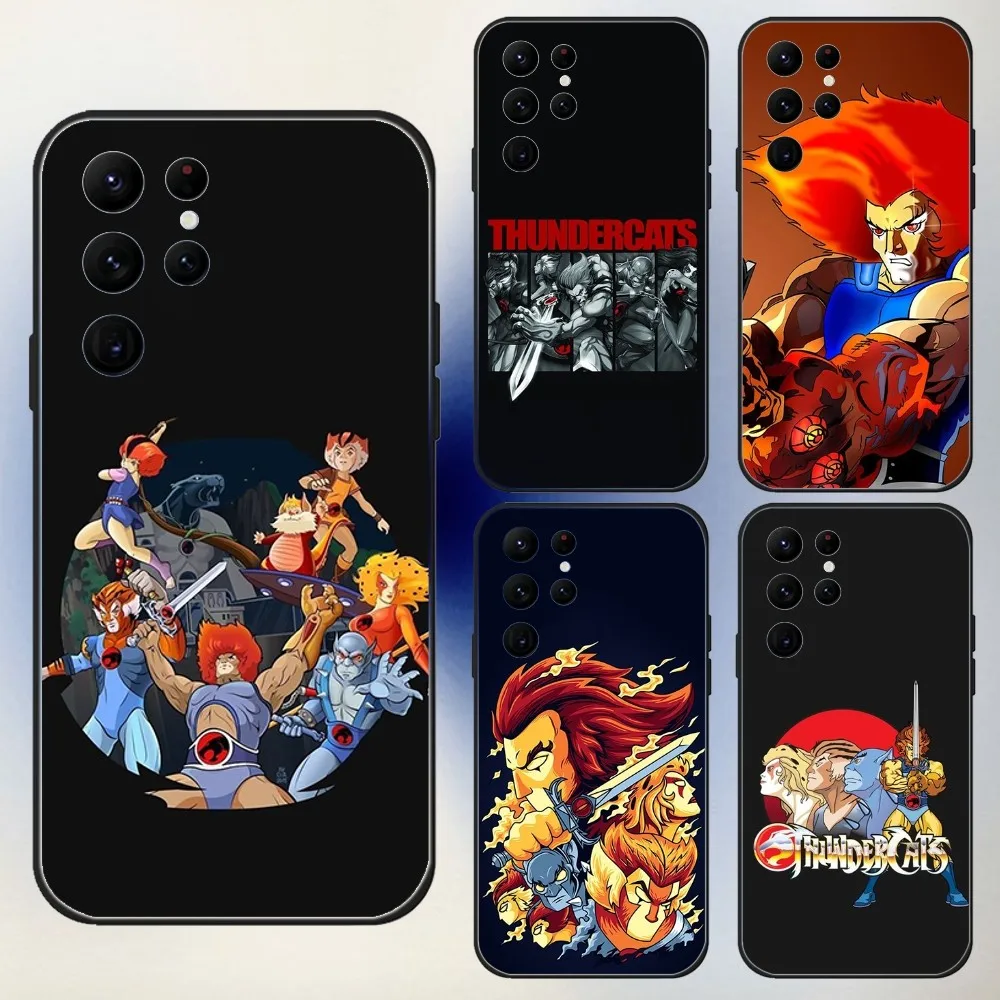 

Cartoon T-ThunderCats Phone Case For Samsung S24,23,22,30,21,10,9,Ultra,Plus,Lite,FE,5G Black Soft Case