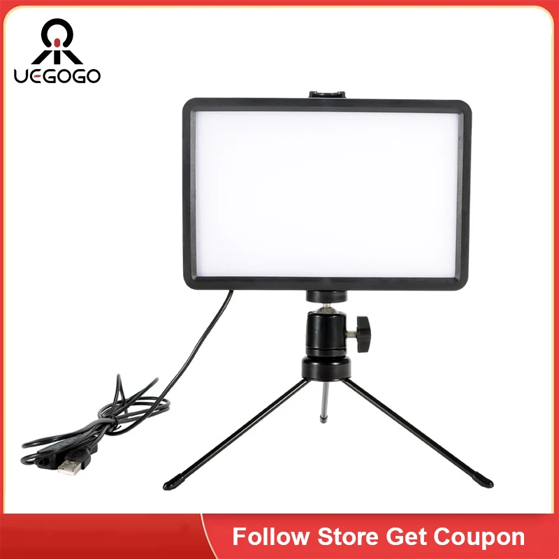 

Tripod Stand with Desk Video Fill Light Dimmable LED Panel Light Angle Adjustable USB Interface for Video Live Stream Makeup