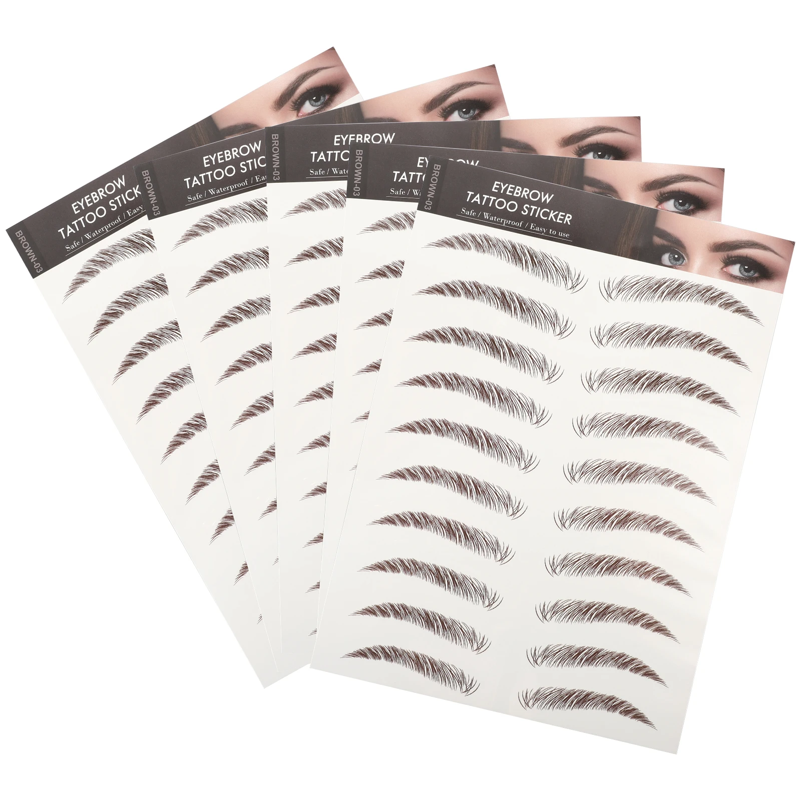 

Eyebrow Stickers 5 Sheets Temporary Transfer Tattoos Brown Artificial Imitation False Eyebrows Waterproof Durable