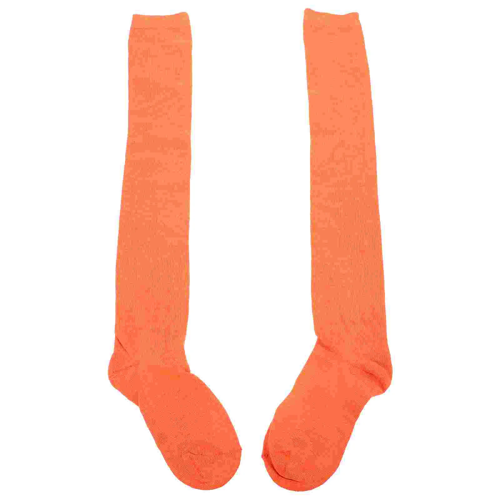 Chaussettes au dessus du genou pour femmes, bas de cuisse pour filles, tissu décoratif orange, Miss