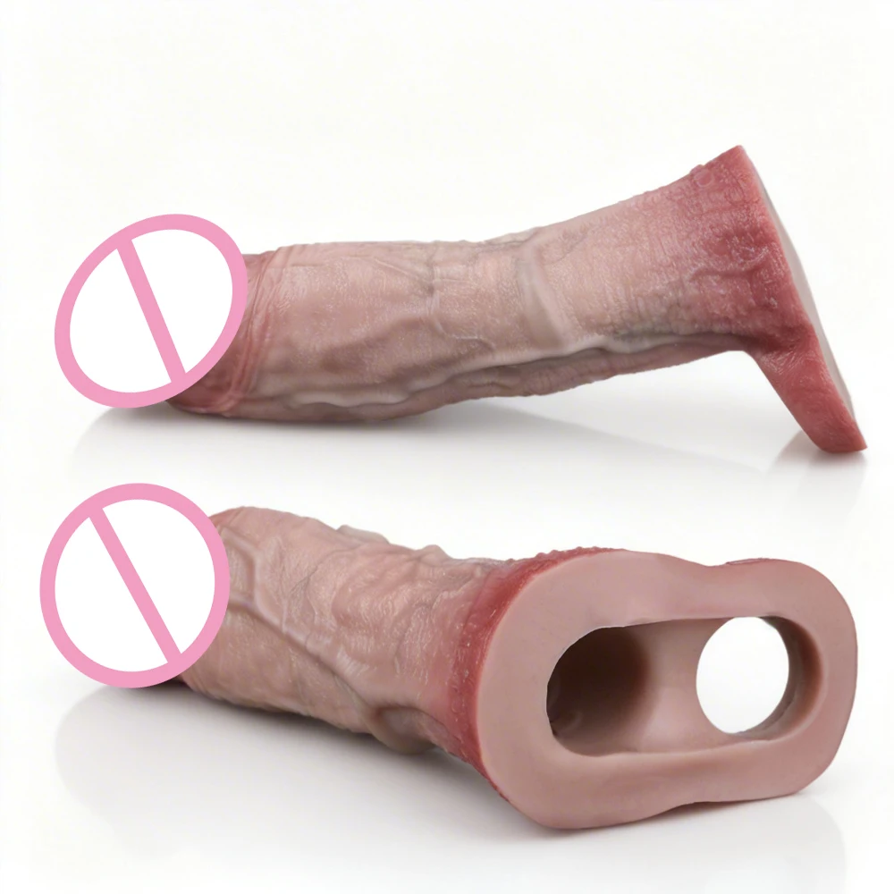YOCY Funda Realista para Pene, Dildo, Funda para Agrandar, Condones, Retraso de la Eyaculación, Erección Más Fuerte, Dildo, Juguetes Sexuales para Hombres