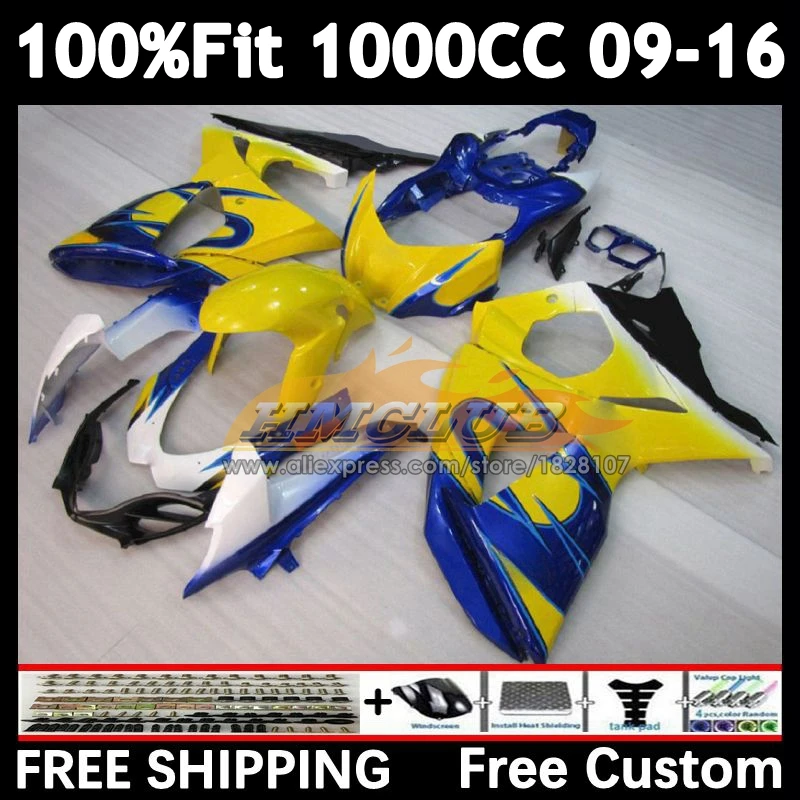 Injection Body For SUZUKI yellow blue GSXR-1000 K9 1000CC 2009 2010 2011 2012 30No.16 GSXR 1000 CC GSXR1000 13 14 15 16 Fairing