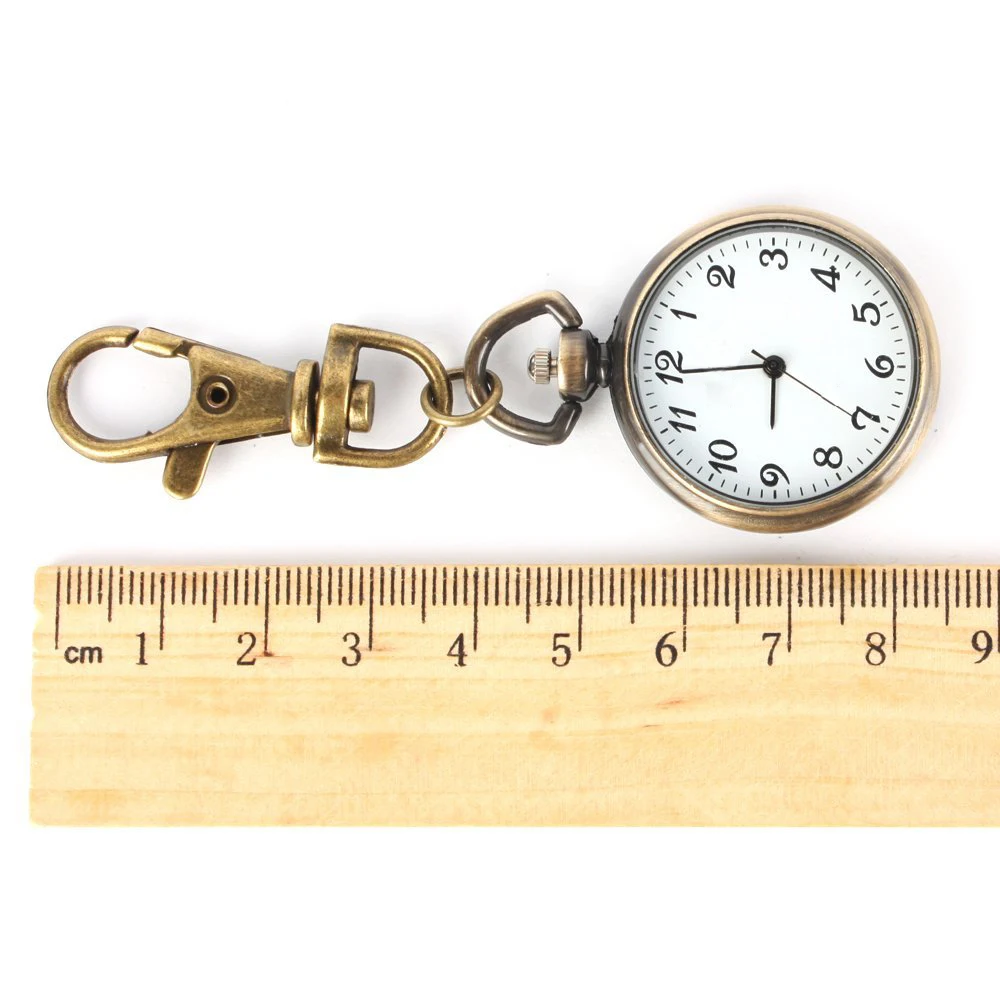 Bronze Color Round Pendant Quartz Watch Pocket Keyring Ladies Kids Watch Gift Watch Xmas Gift