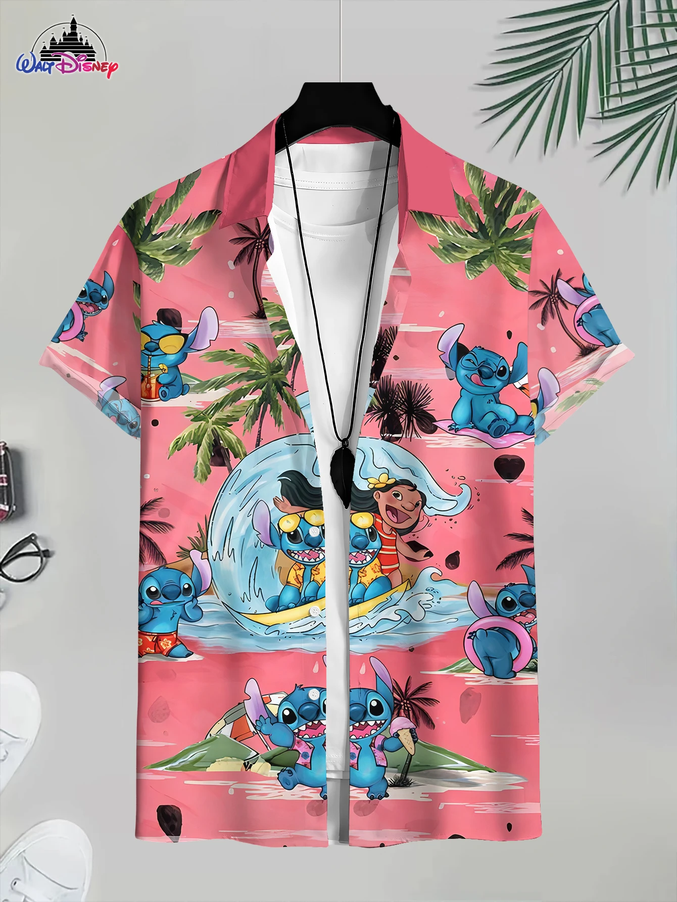Fashion Casual Men's 3D Print Mickey Mouse Shirt: Summer Surf Graphic Hawaiian Button - Down