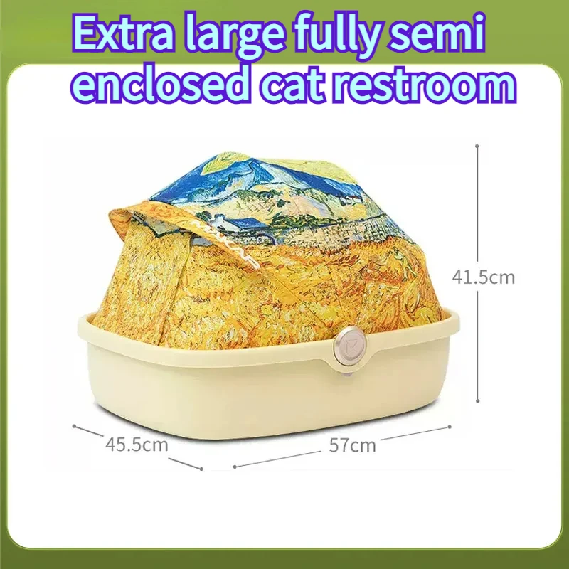 

New Artistic Cat Litter Box Oversized Fully Semi Enclosed Cat Toilet Splash Proof with Sand Wholesale of Cat Litter Box Supplies