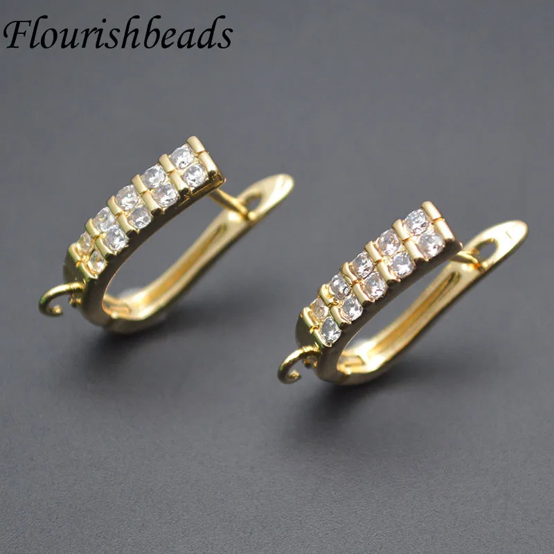 Jewelry Findings Paved CZ Beads Leverback Earwire Earring Hooks Accessories for Women DIY Fashion Earring Making