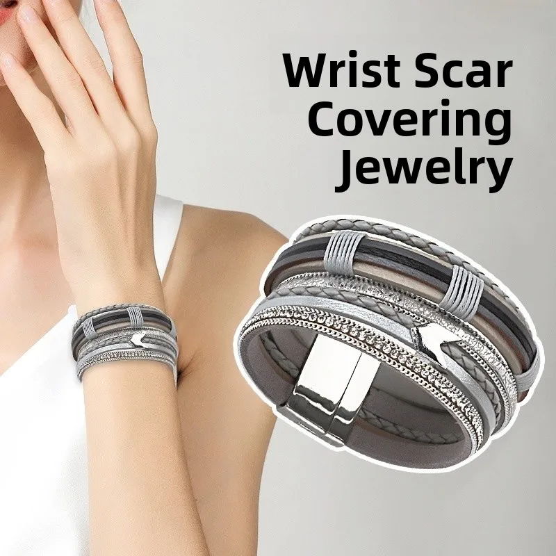 

Bohemian Multi-Layer Woven Bracelet Ethnic Wide Wrist Scar Veil Tattoo Jewelry Youth Fashion Arm Protector Accessories