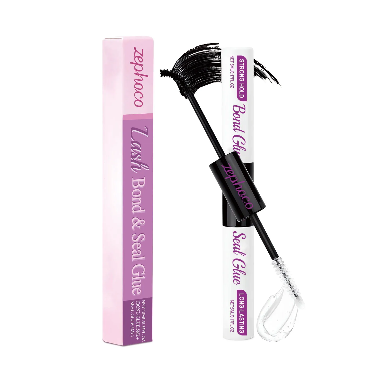 Zephoco Professional Eyelash Extension Glue Long Lasting Waterproof Mascara Adhesive for Cluster Eyelash Glue for Sensitive Eyes