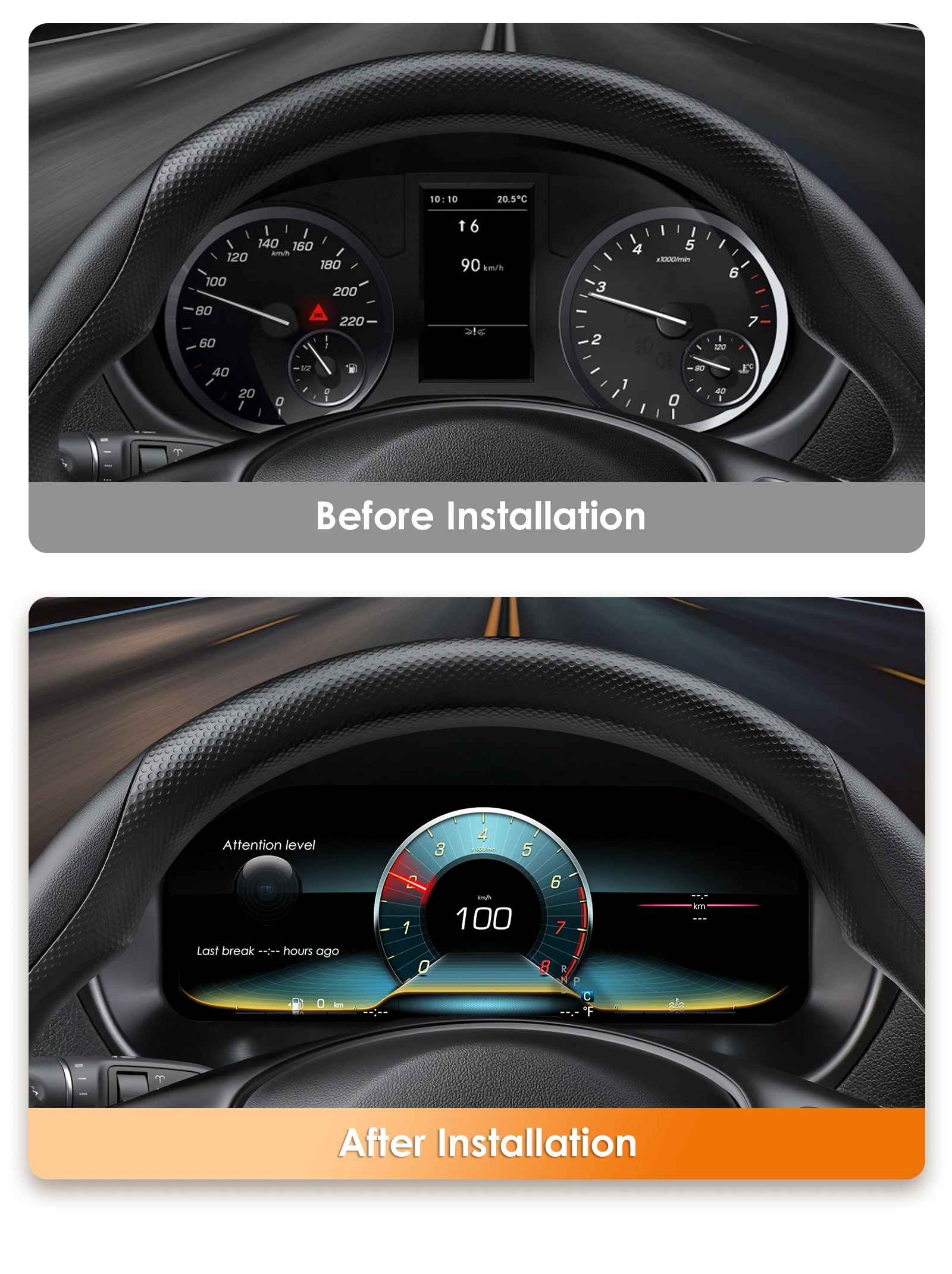12.3Inch Digital Instrument Cluster Carplay Android Auto For Mercedes-Benz Vio 2016-2023 Virtual Cockpit  Anti-Glare HD Screen