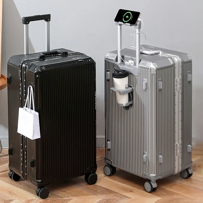 

Aluminum Frame Luggage 2025 New Model Multi-Functional 20-26 Inch Large Capacity Travel Suitcase Sturdy Sit-On Trolley Case