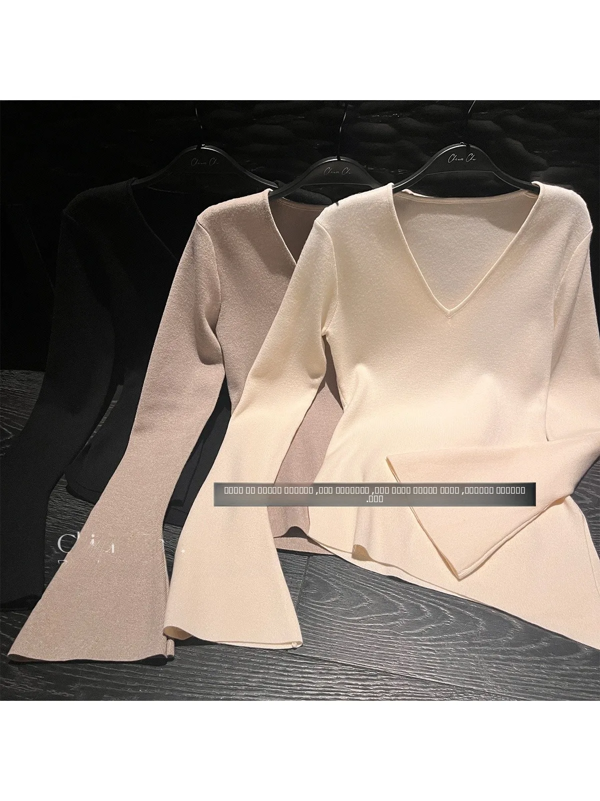 

Chien Women's Pure Color V-ne Wool Knitwear Long Sve Base Layer Thermal Top Design Sensation Slim Fit Inner Wear