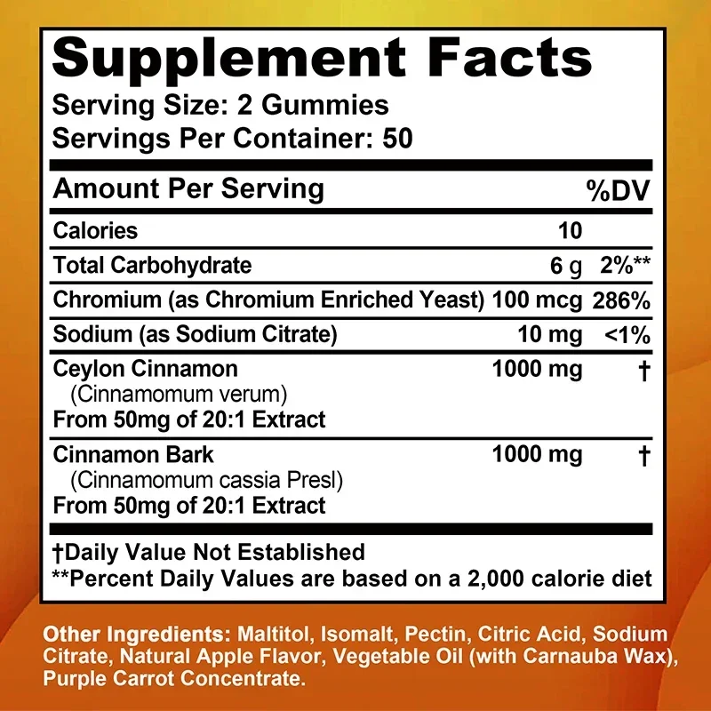 Ceylon Cinnamon Gummies - Promotes Energy Metabolism, Antioxidant, Supports Heart and Cardiovascular Health, Joint Protection