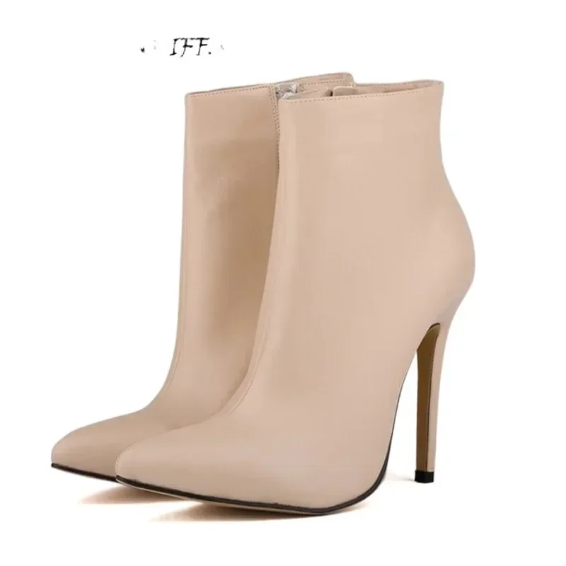 Women Short Boots Sexy Pointed Toe Side Zipper Super High Heels Pumps 2024 Female Party Shoes Botas De Mujer Plus Size 35-42