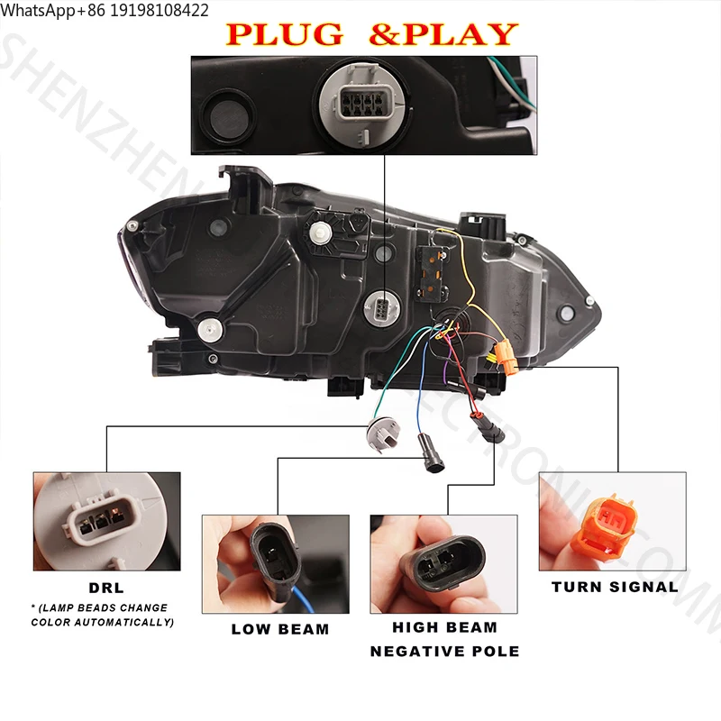 SINDAR Auto LED Headlights Assembly Modified Head Lamp Accessories for Honda Civic 11th Generation Civic 2021-2024