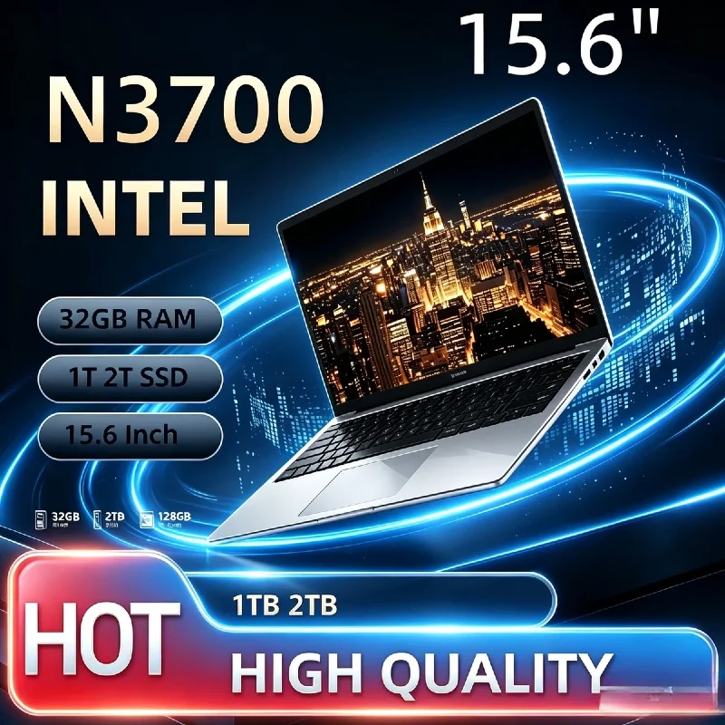Intel N3700 Powerful Laptop 15.6 Inch 120Hz IPS Display 32GB RAM 2TB SSD Backlit Keyboard Long Lasting Battery Notebook