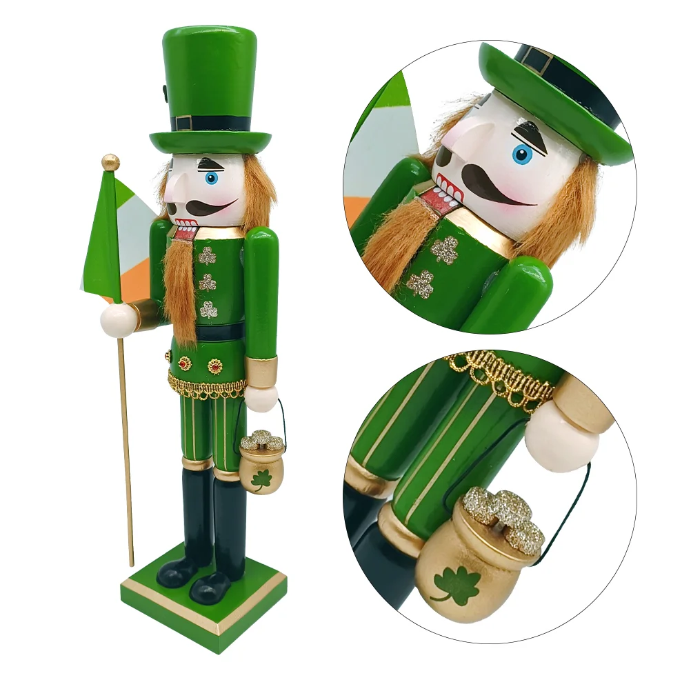 

3Broken Crop Nutcracker Irish Festival Shamrock Decoration Ornaments Wreath Wood Theme Party