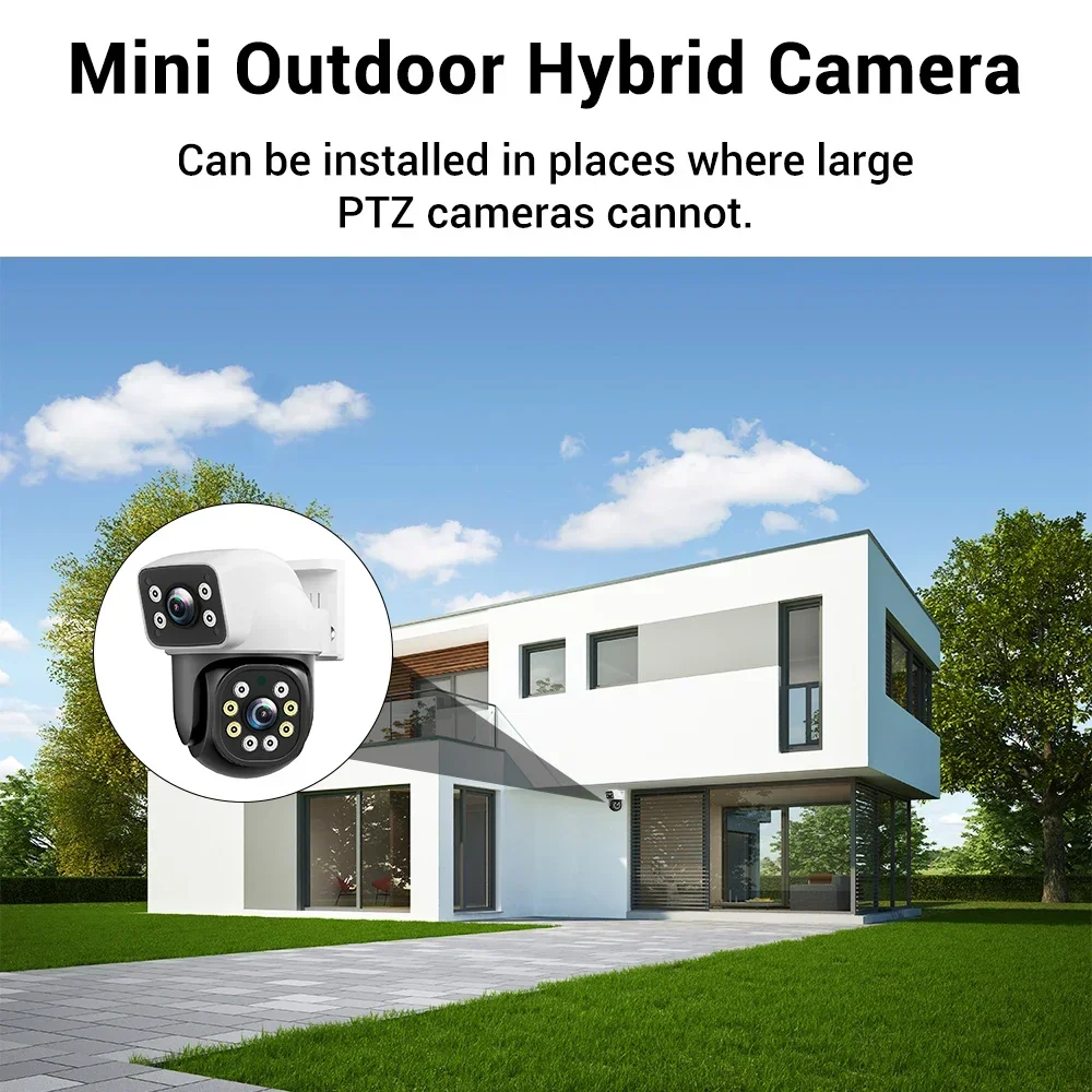 PEGATAH 4MP WIFI  Security Protection Outdoor Surveillance Camera Dual Lens 10X Zoom Human Detection Night Vision Smart Home Cam