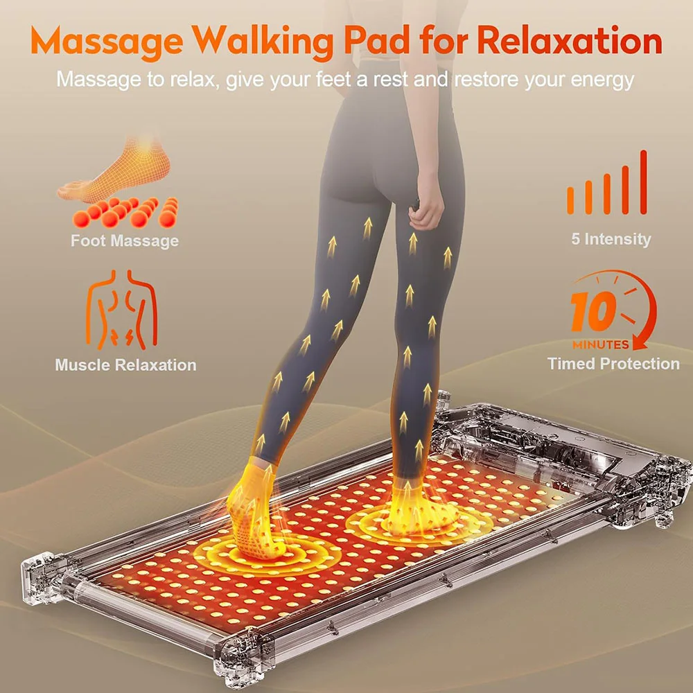 Akluer 520A-A 2-in-1 Laufband mit Fußmassagefunktion, Seite A zum Gehen und Laufen, Seite B zur Massage, 2,5 PS Motor, 0,6-4 mph Geschwindigkeit, 330 lbs Tragkraft, beidseitige LED-Anzeige, Fernbedienung, faltbares, kompaktes Design für Zuhause und Büro – Detail 3