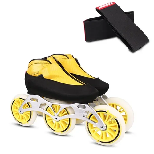 Imagen 2 del producto Cubierta elástica de doble capa para zapatos de patines de hielo, cubierta protectora profesional para zapatos de patinaje de velocidad en línea, resistente al desgaste, color negro