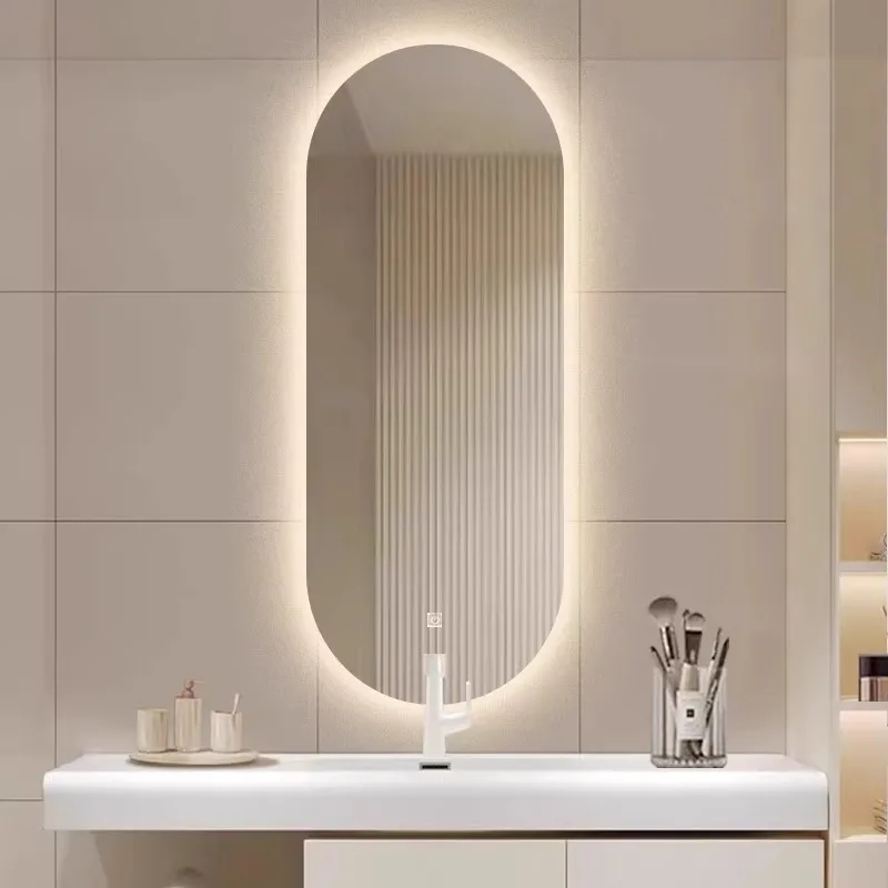 

Oval Light Emitting Diode Smart Bathroom Mirror - Wall Mount with Touch Switch
