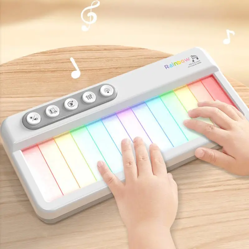 Children's Electronic Piano Toys Rainbow Flashing Keyboard Toys Portable Music Educational Instrument With Lights Birthday Gifts