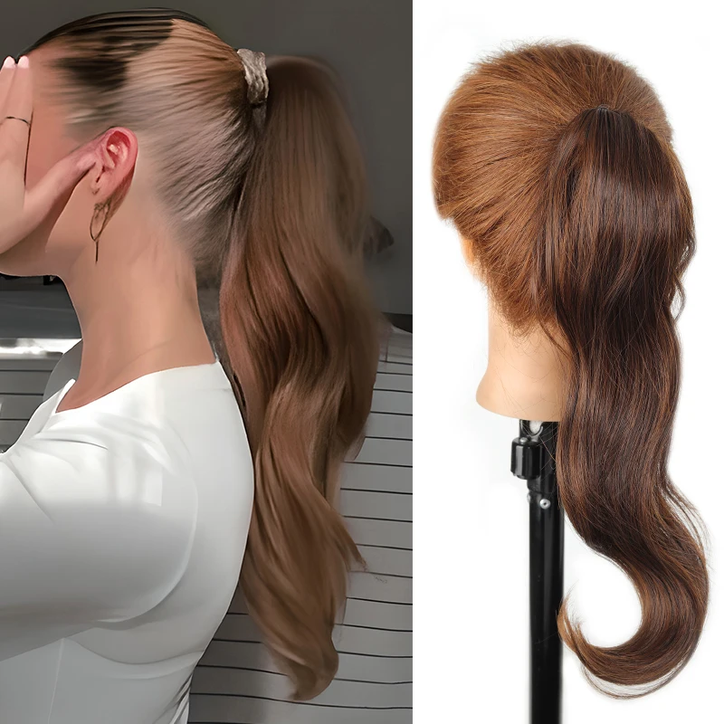 

16-inch synthetic curly long ponytail wig, made of soft materials similar to real hair, suitable for daily use