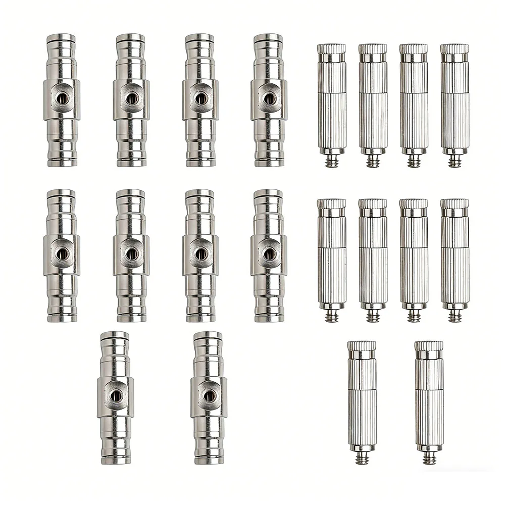 Brass Patio Misting Kit 10pcs Brass Micro-Nozzles & 10pcs 1/4″ Slip Connectors for Outdoor Cooling UNC 10/24