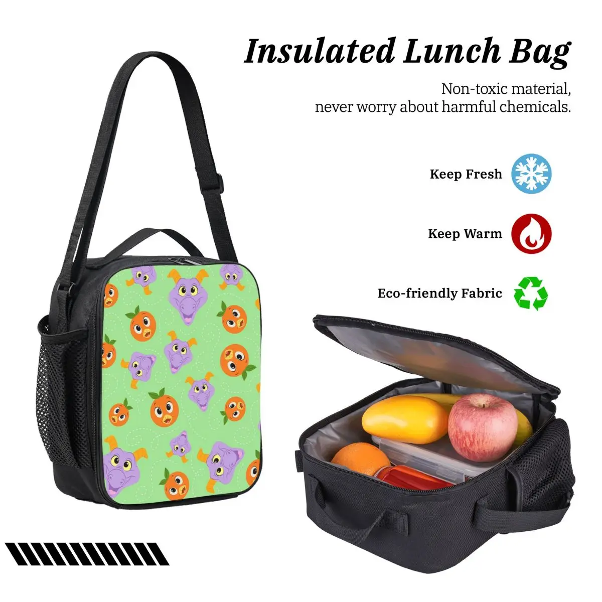 Festival Fresh - Figment And Orange Bird Backpack Boy Girl BookBag School Bag Shoulder Bags 3ps Insulated Lunch Bag Pencil Case