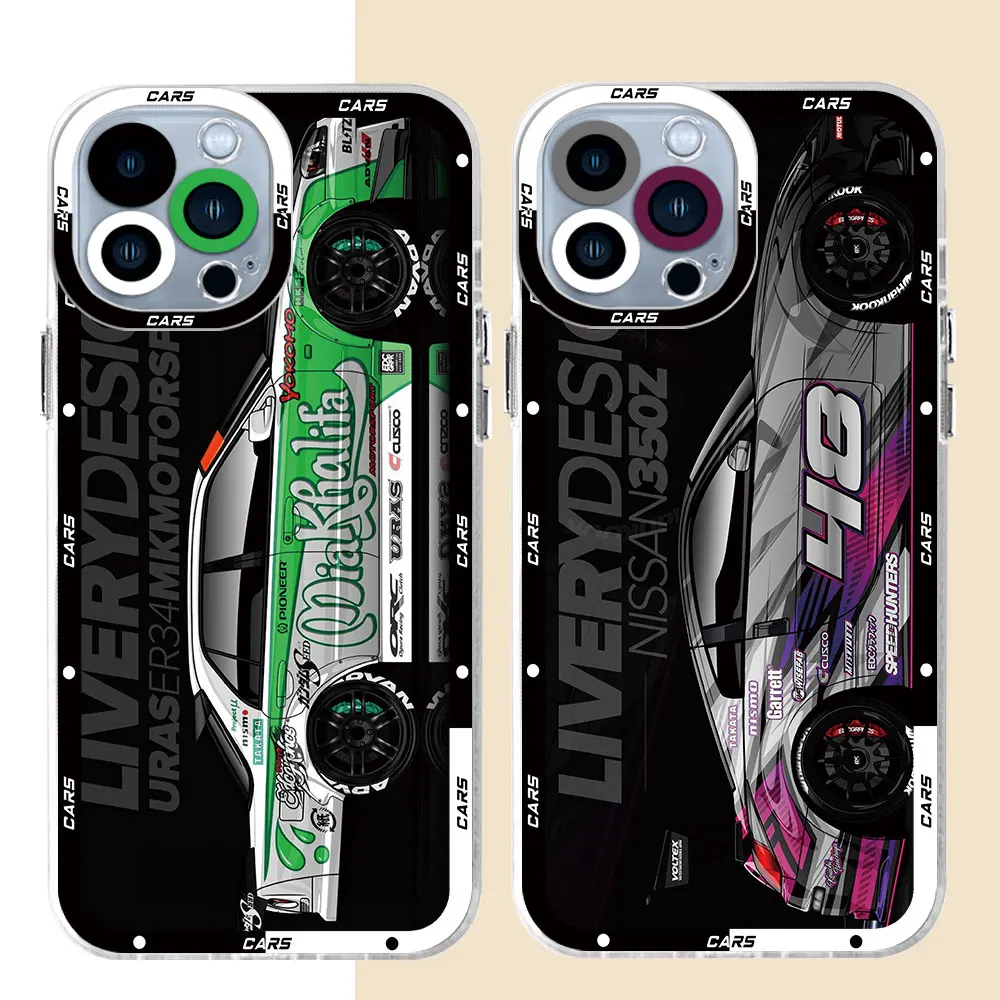 JDM Drift Tokyo Sports Car Phone Case for Apple iPhone 15 Pro Max 13 14 Plus 12 Mini 11 Pro XR 8 SE 7 XS MAX Matte Cover