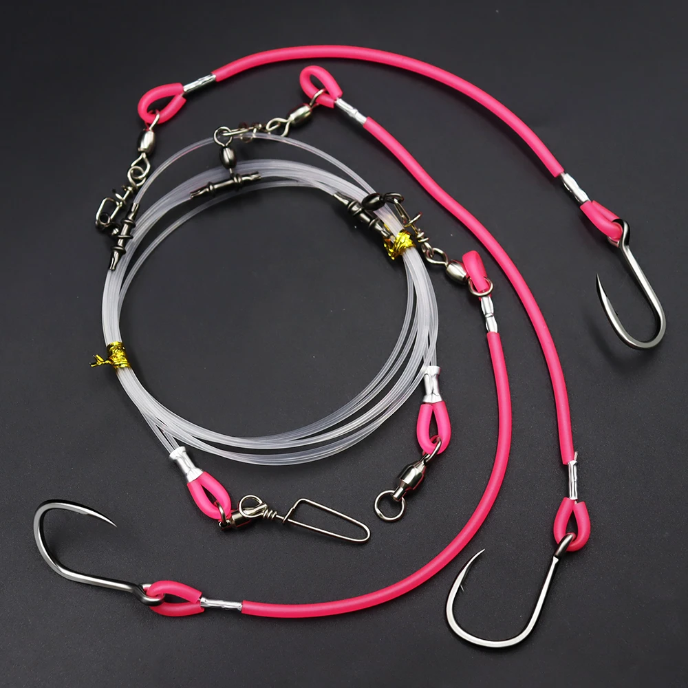 ZYZHE 1/2 Stück Deep Drop Rigs, vorgebundene High-Low-Rigs mit abnehmbaren Stahlhaken, verbindbare Kunstköder-Meeresangelrigs – Detail 8