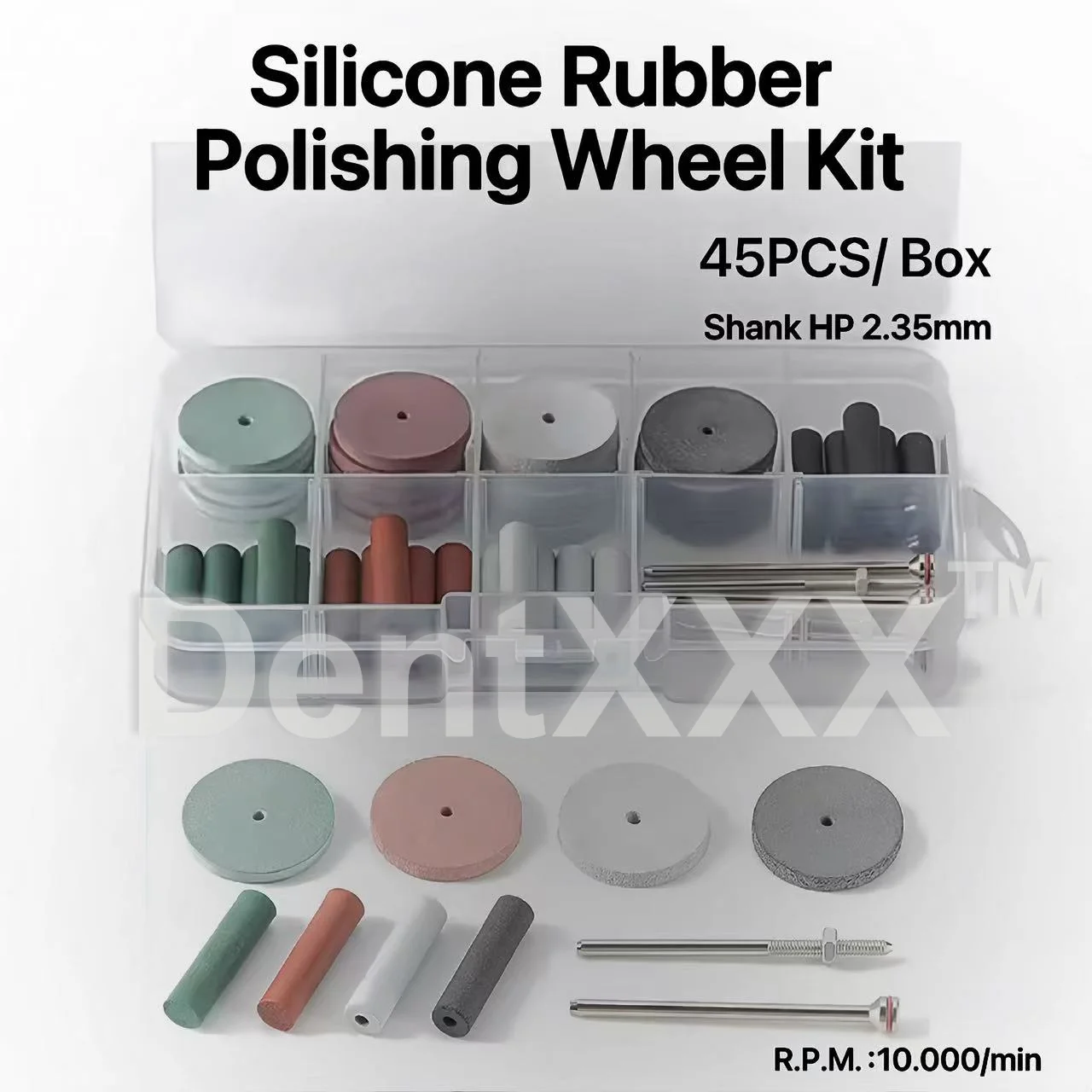 

45Pcs Silicone Rubber Polishing Wheel Kit 2.35mm Shank Grinding Polishing Tools For Finishing Polishing