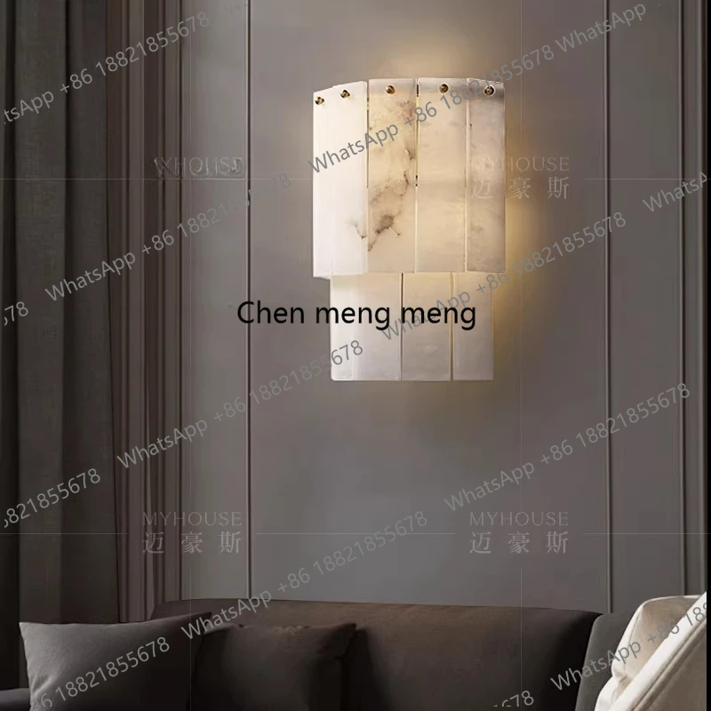 

Light luxury marble wall lamp all copper, post-modern simple living room bedroom, corridor aisle lamp