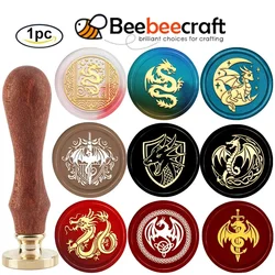 1PC Dragons Wax Seal Stamp Animal Sealing Wax Stamps 30mm Retro Vintage Removable Brass Stamp Head with Wood Handle