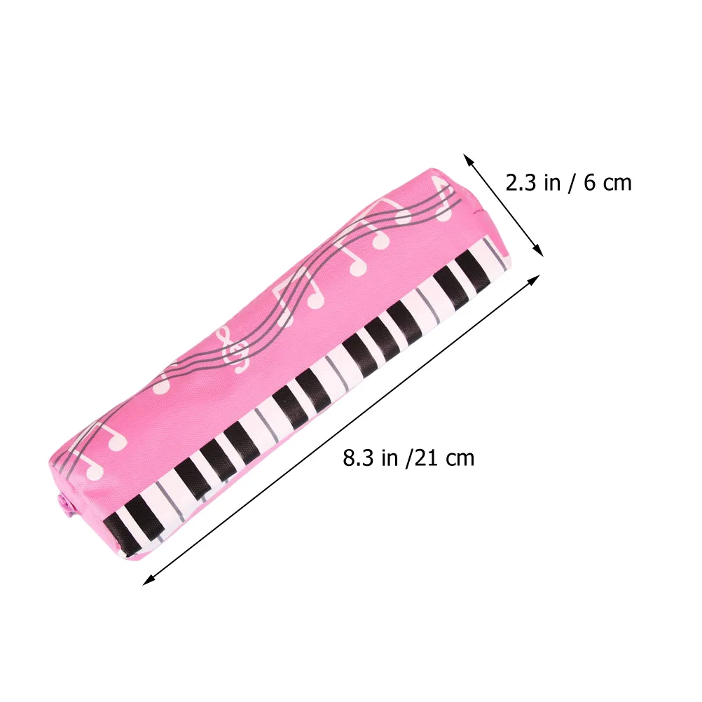 3 Pcs Piano Pen Bag for Primary School Students Portable Zipper Holder Black Simple Design Large Capacity ganize Study