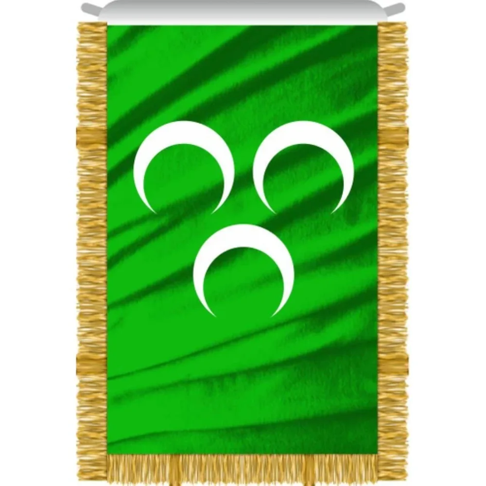 Üç Crescent Flag Fringed 50x75 cm Green Quality Fabric Made in Turkey Muslim Flag, Wall Decor, asılabilir Bayrak