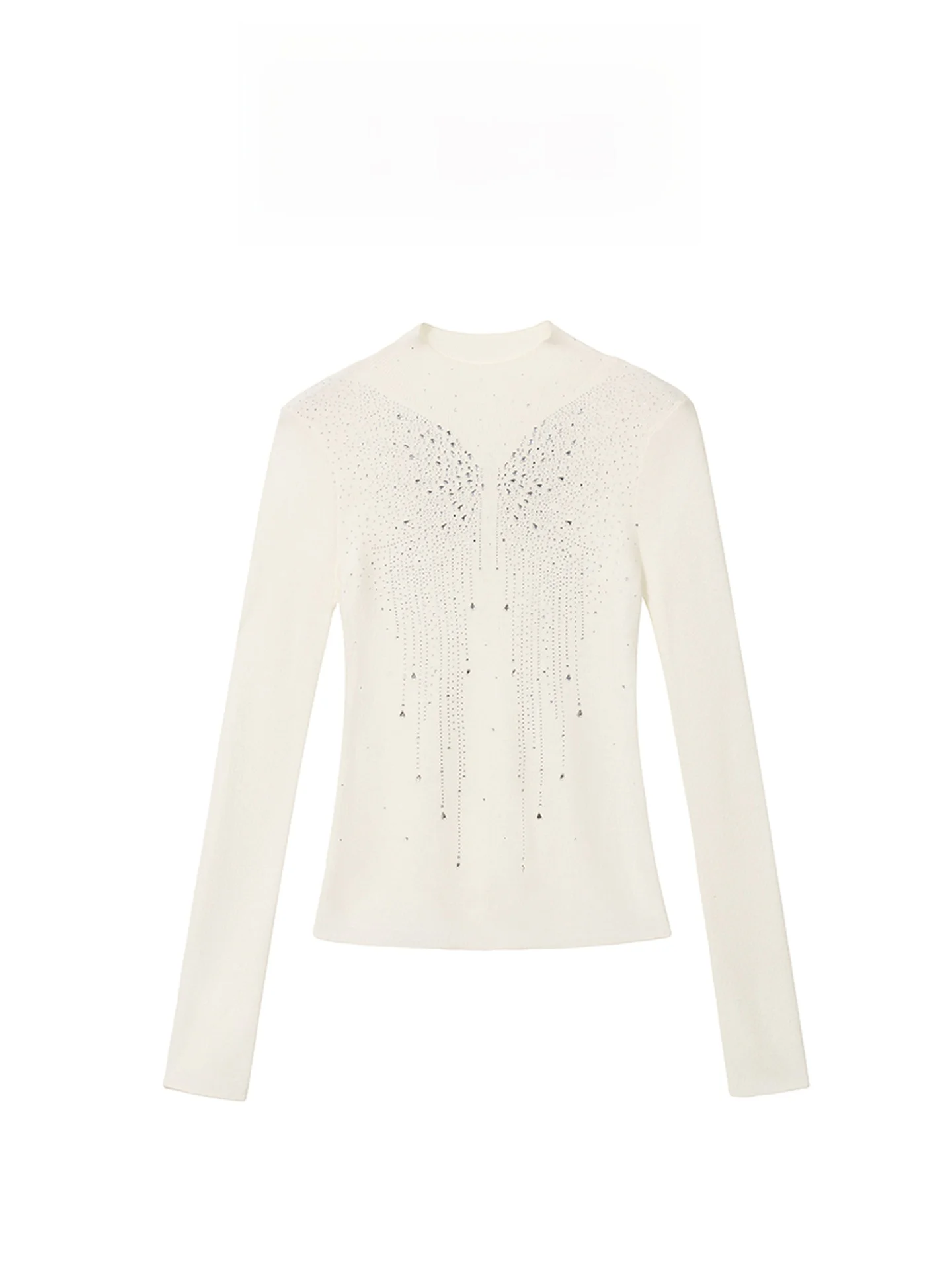 

AZZHEN Dance in the Light Slim Fit Heavy Du Rhinestone f High Collar Base irt Women's Knitted Sweater