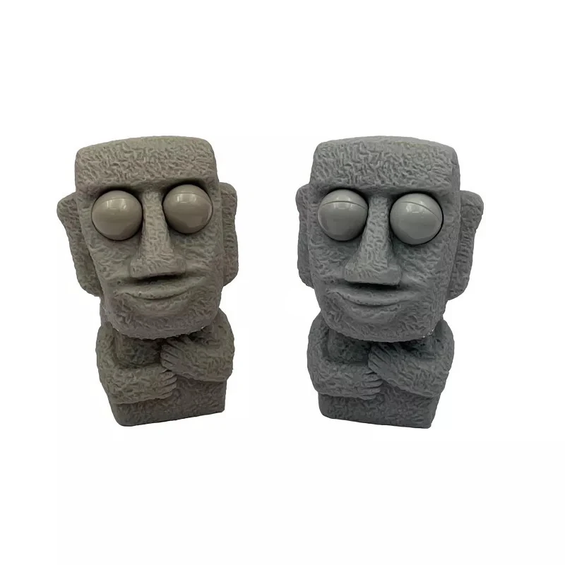 1PC Langzaam Rebounds Moai Standbeeld Squeeze Ogen Geïnteresseerd Uitdrukking Ontspant Stress kinderen Gift Stone Man Releases Stress speelgoed