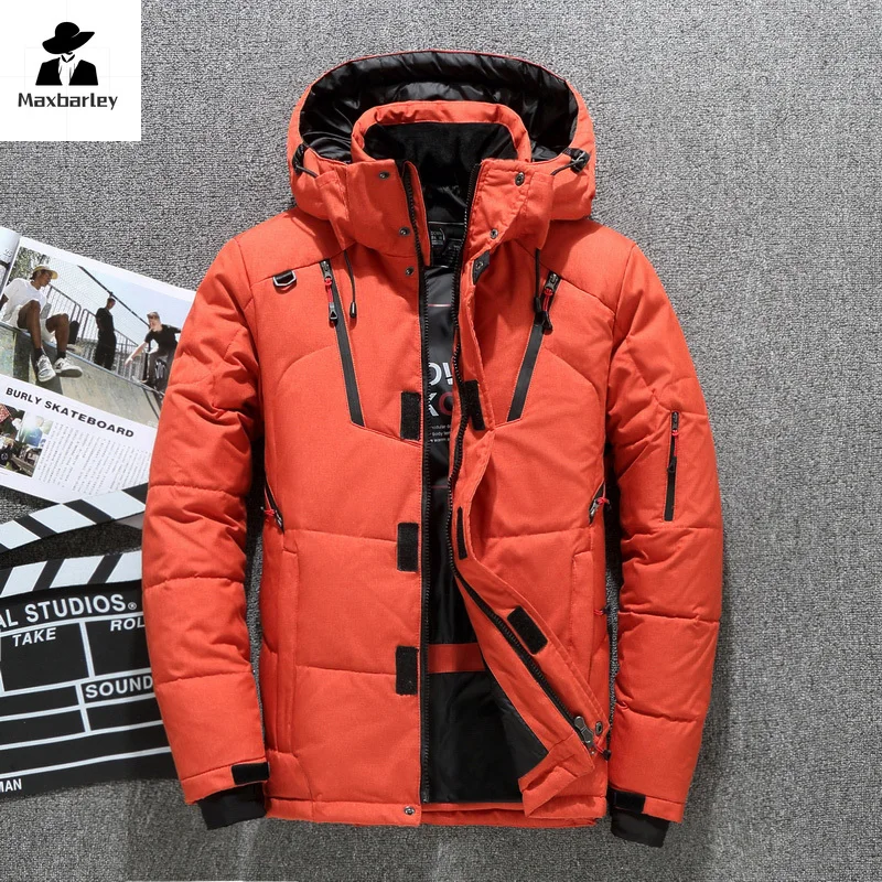 2024 Mens White Duck Down Jacket Warm Hooded Thick Puffer Jacket Coat Male Casual High Quality Overcoat Thermal Winter Parka