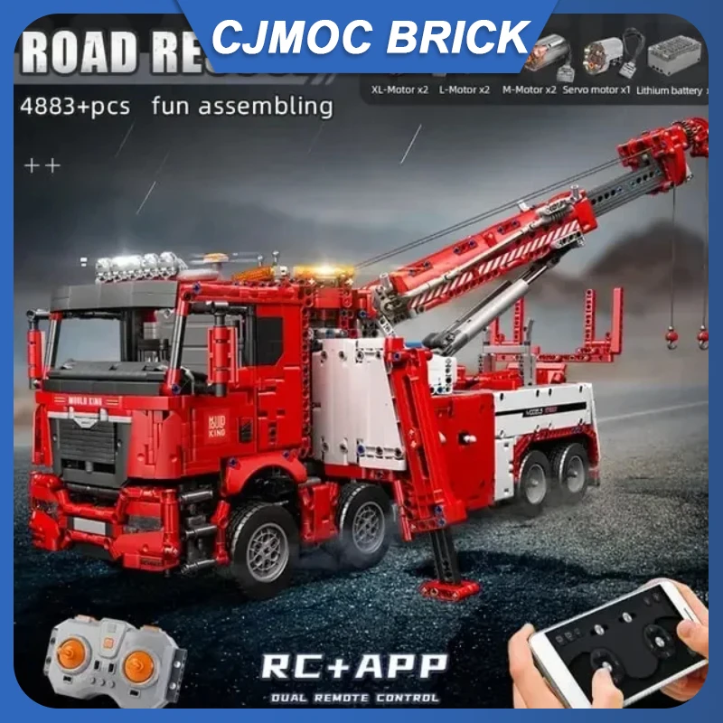 MOULD KING 17027 Technical Truck Toys APP&RC Motorized Fire Rescue Vehicle Car Model Building Blocks Bricks Kids Christmas Gifts