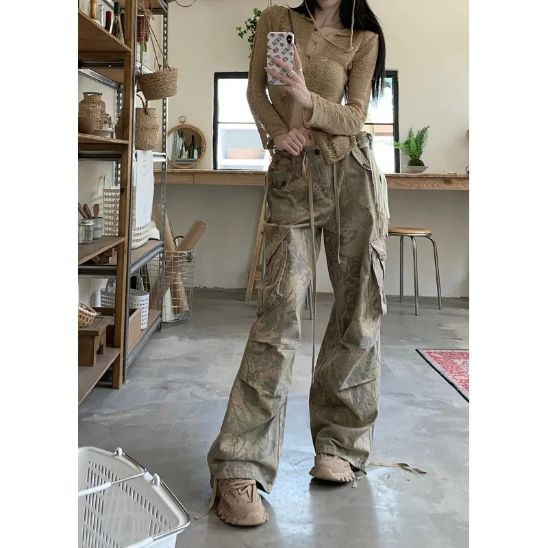 Y2K Grunge Cargo Pants Woman Streetwear Vintage 90s Wide Leg Trousers Oversized Hippie Punk Graphic Print Retro Sweatpants