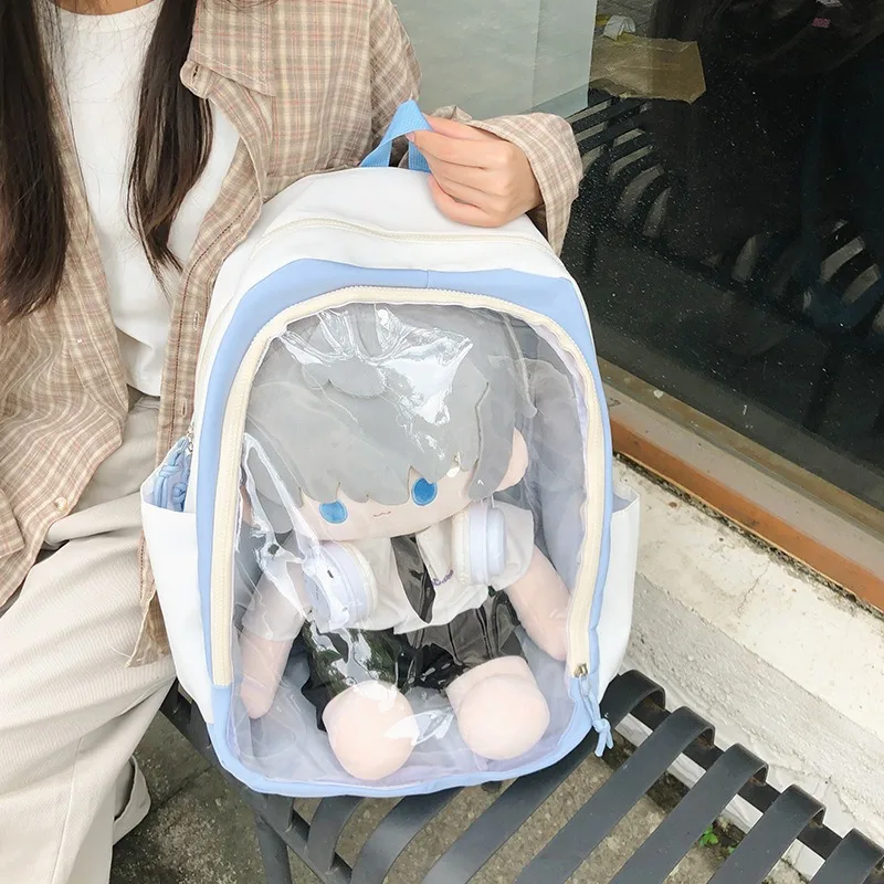 

Cute Display Dolls Ita Backpacks High-capacity Transparent Doll School Bags Zipper Doll Rucksack Students