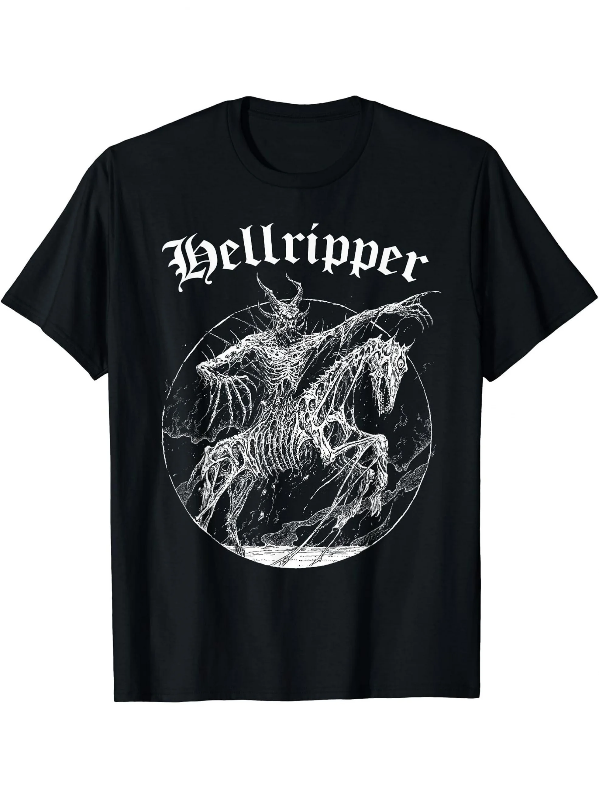 Hellripper Ghost Men's T-shirt | Gothic Celtic Devil Printed Black T-shirt, Suitable for Concerts, Casual Wear, and Daily Wear