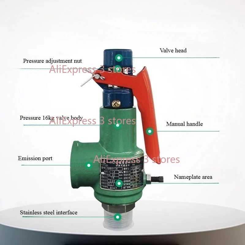 1pc Feifeng safety valve A28H-16 air receiver steam boiler spring full open automatic safety relief valve adjustable