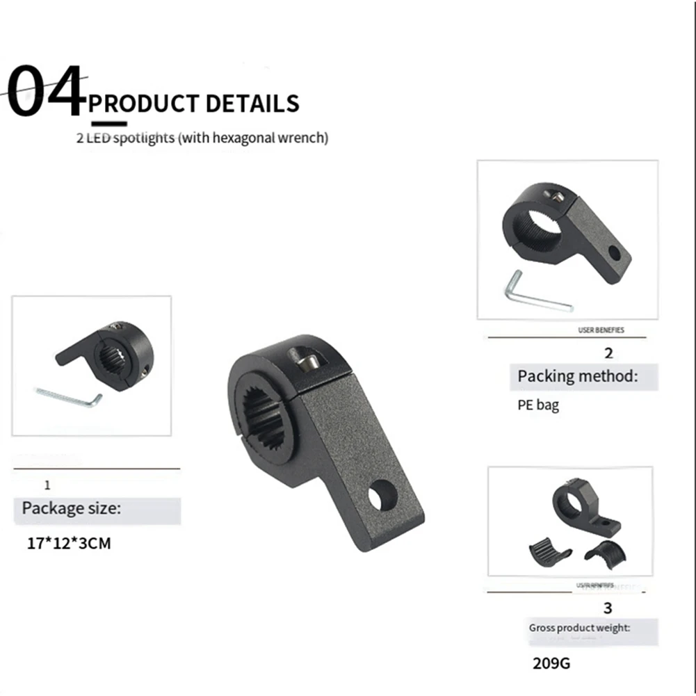 2PCS Motorcycle Spotlight Mounting Bracket, Guardrail Pipe Clamp, Fixed Frame for Motorcycle Universal (with Wrench)