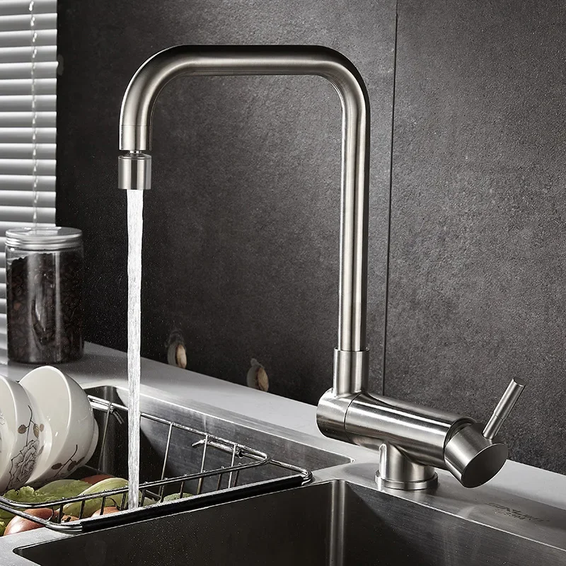 Matte Black Gold Inner Window Folding Kitchen Faucet 360 Degree Rotation Two Mode Lead Free Bathroom Cold and Hot Mixer Sink Tap view 4